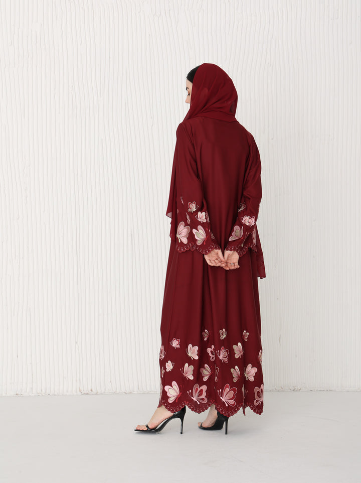 Emerina Abaya in Garnet Red