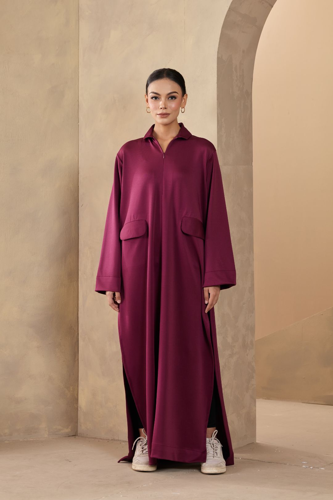 Jenna Shirt Dress in Magenta