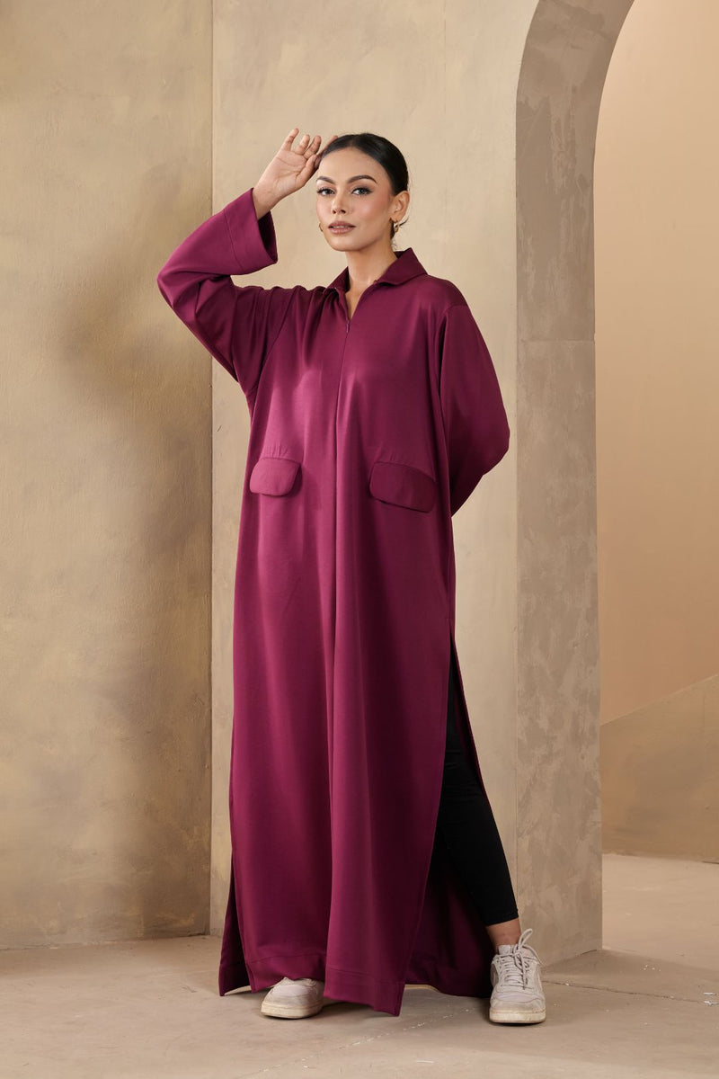 Jenna Shirt Dress in Magenta