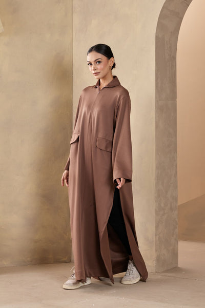 Jenna Shirt Dress in Chocolate