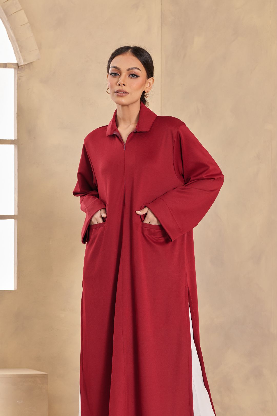 Jenna Shirt Dress in Red