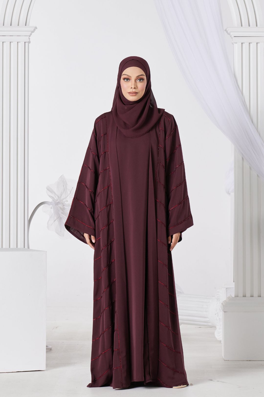 Afiyah Abaya in Maroon