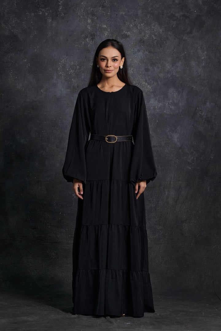 Lucy Tiered Dress in Black Premium Nidha