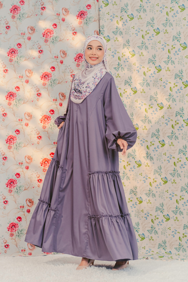 Lara Dress in Grey Lilac