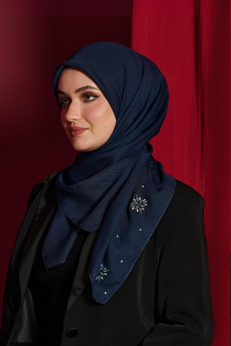 Bawal Scarf : Snowflakes in Royal Blue