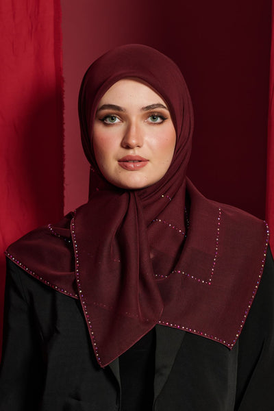 Bawal Scarf : Linear in Maroon