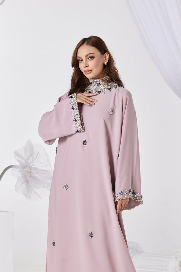 PO Luxe Series : Ammara Abaya in Beige Pink