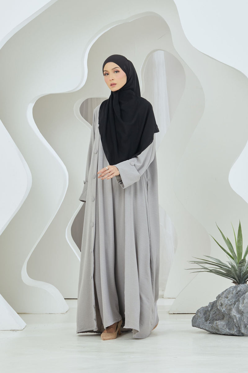 Hani Two-piece Abaya in Light Grey