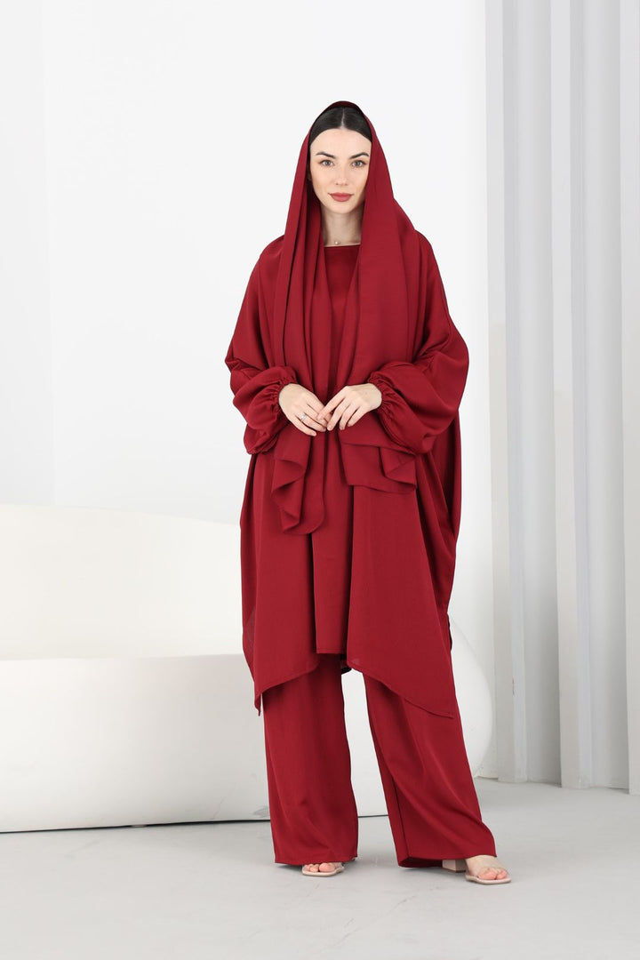 Azza Umrah Pants Set in Maroon