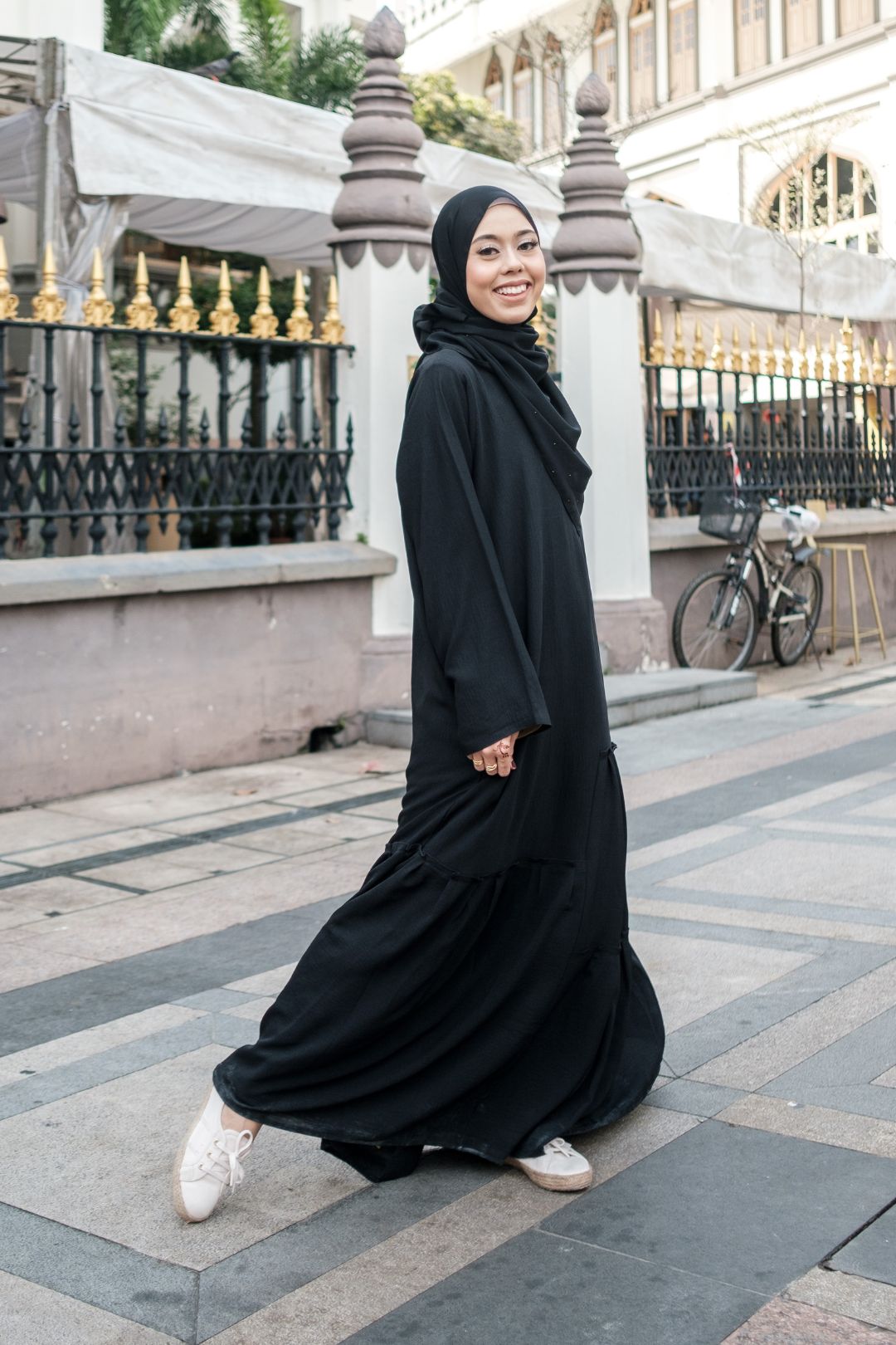 Joud Tiered Abaya in Black