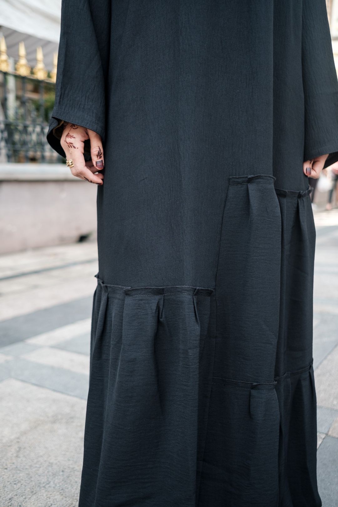 Joud Tiered Abaya in Black