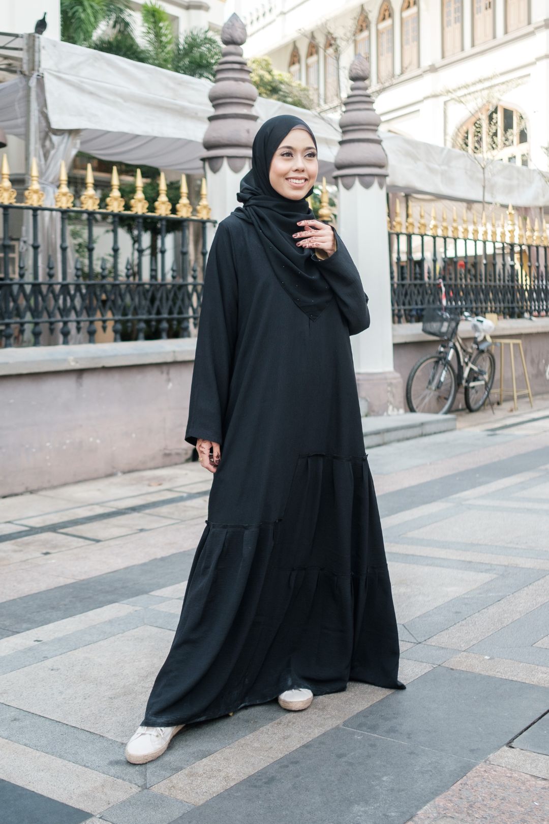 Joud Tiered Abaya in Black