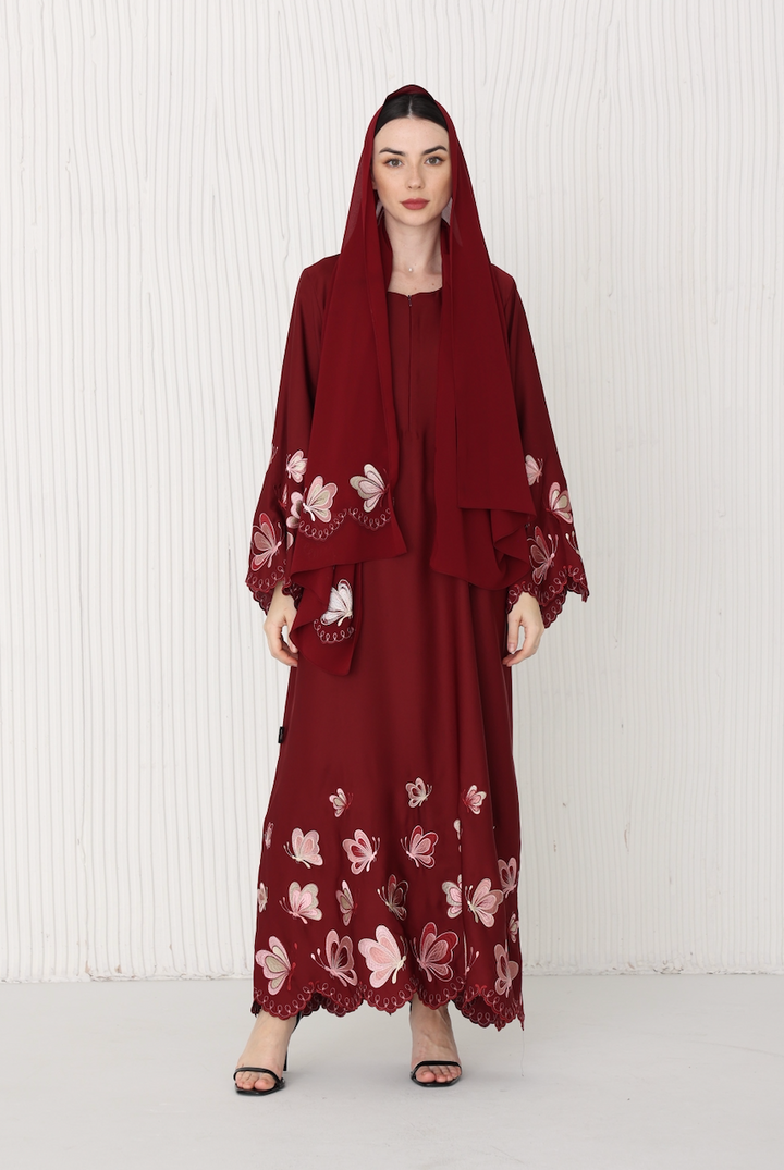 Emerina Abaya in Garnet Red