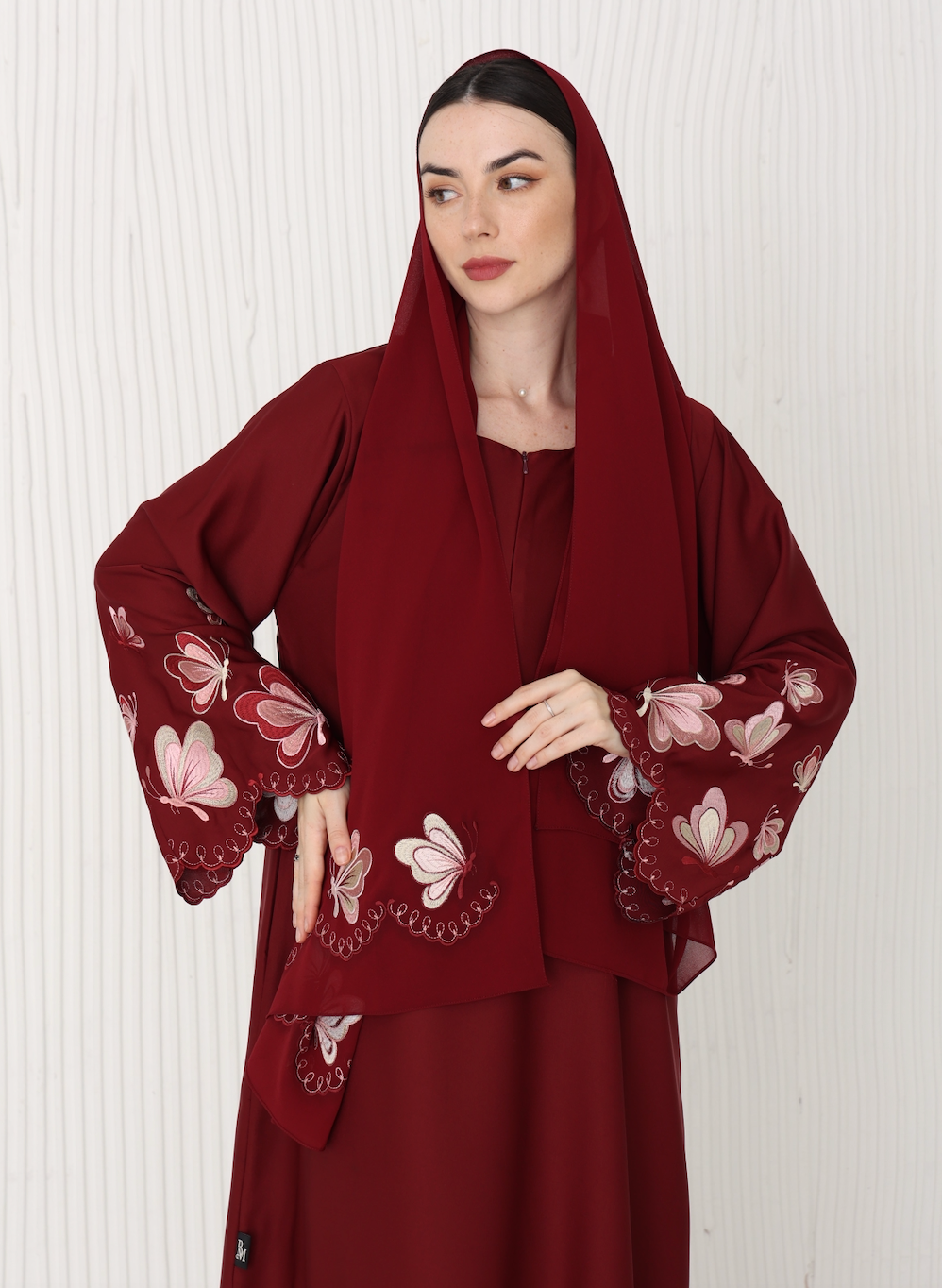 Emerina Abaya in Garnet Red