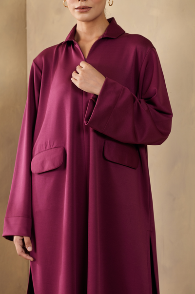 Jenna Shirt Dress in Magenta