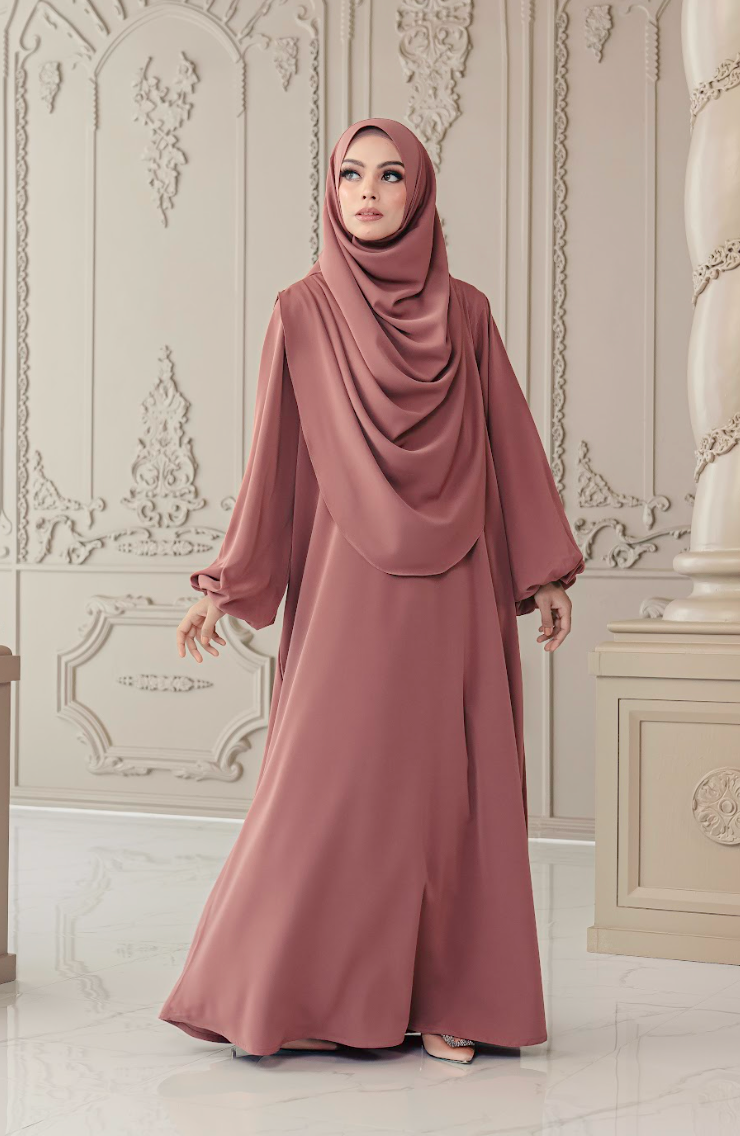 Batch IV : Warda Khimar Set in Dusty Rose