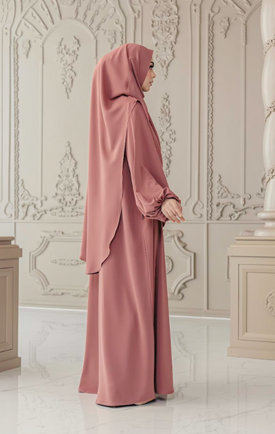 Batch IV : Warda Khimar Set in Dusty Rose