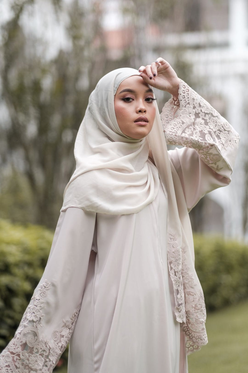 Singapore Muslimah wearing Dubai nidha lace abaya and hijab