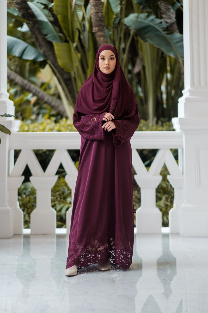 Singapore Muslimah wearing Dubai nidha lace abaya and hijab