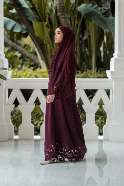 Singapore Muslimah wearing Dubai nidha lace abaya and hijab